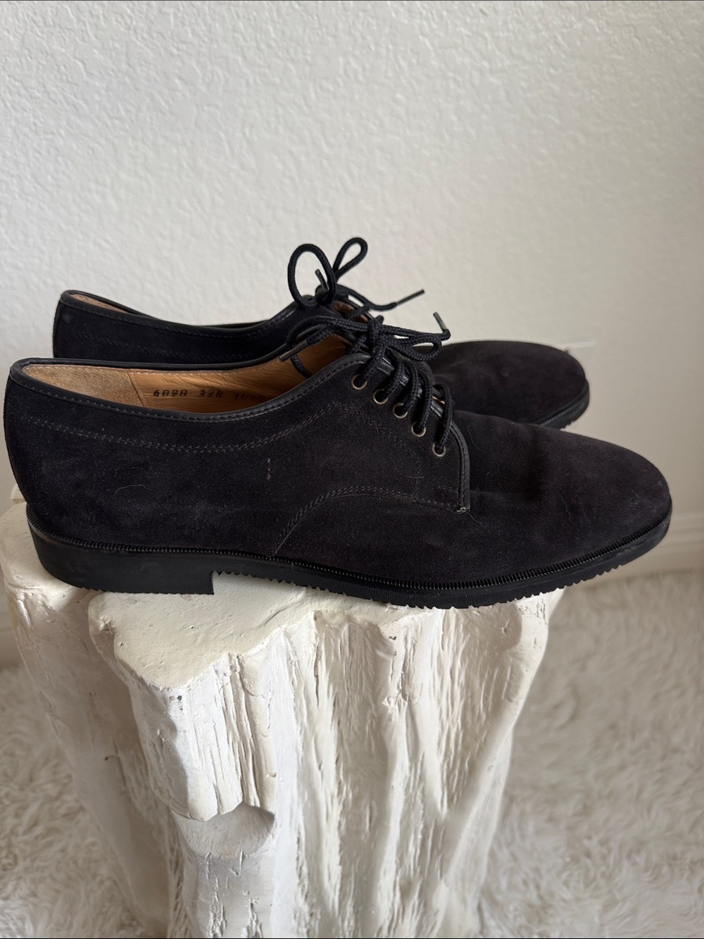 Salvatore Ferragamo Men’s Black Suede Derby Lace-Up Shoes - Picture 4 of 7